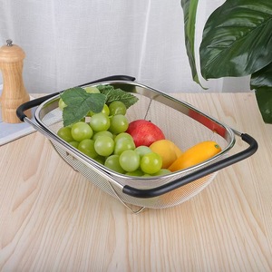 Panier égouttoir extensible en acier inoxydable pour évier, passoire réglable à poser sur l'évier, support de drainage en maille pour légumes, fruits et vaisselle - Product Image 6