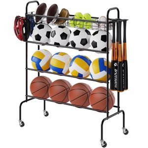 4-Layer rotolamento basamento attrezzature sportive portaoggetti Garage portabottiglie per calcio porta portapacchi ganci cestini - Product Image 1