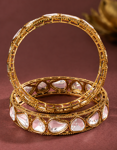 Gold Plated Brass Cuff Bracelet with Flower Pattern Claw Set Women's Party Jewelry - Product Image 2