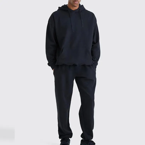 Conjunto de Sudadera con Capucha y Pantalones Deportivos de Algodón de 400 g/m² con Logotipo Personalizado, Estilo Oversize, Hombros Caídos, para Hombre - Product Image 1