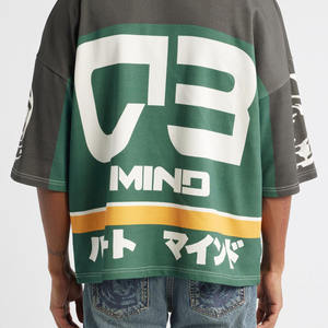 Camiseta de Fútbol Americano Oversize para Hombre, Mezcla de Algodón, Estilo Urbano con Bloques de Color, Estampado Gráfico, Personalizada, OEM, Marca Privada, Venta al por Mayor, Hecho en EE. UU. - Product Image 4