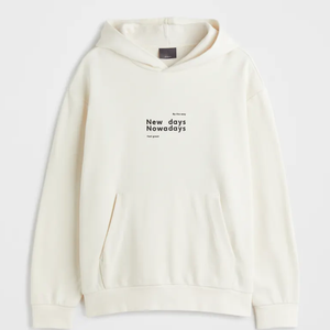 Sweat à capuche oversize pour homme 100% coton, molleton tricoté uni, logo personnalisé sur le devant, manches classiques, streetwear d'hiver - Product Image 2