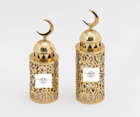 Lanterne du Ramadan en métal avec cadre en fer, panneaux en verre, porte-bougie en métal, lanterne à bougie pour la décoration de la maison et des mariages