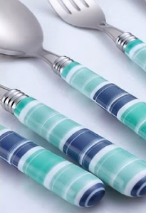 Ensemble de couverts modernes avec poignées à motifs écossais, compatibles lave-vaisselle, en acier inoxydable, pour la table à manger - Product Image 2