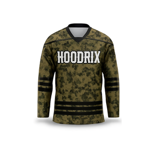 Maillots de hockey sur glace personnalisés en sublimation avec tissu en maille polyester respirant, logo d'équipe brodé en twill et col en V - Product Image 3
