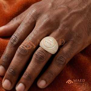 แหวนทองผู้ชายแบบ Iced Out ทรงกลม สไตล์ฮิปฮอป แหวนหรูหราสำหรับงานแต่งงานและงานปาร์ตี้ - Product Image 5
