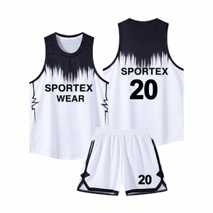 Ensemble d'uniformes de basketball pour l'entraînement, personnalisation de groupe, impression de numéros, écologique, 100 % polyester, respirant, séchage rapide - Product Image 1