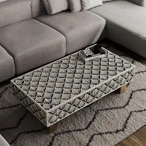 Mesa de Consola Cuadrada de Lujo Moderna con Cojín Sólido y Incrustaciones de Hueso, Ecológica, Hecha a Mano, con Almacenamiento y Taburetes, Artesanía Natural - Product Image 4