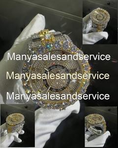 Reloj de Lujo para Hombre VVS1 de Dos Tonos en Oro Amarillo con Moissanita, Diamantes Redondos, Esfera de Cristal, Brazalete de Acero Inoxidable con Cierre de 10 Barras - Product Image 4