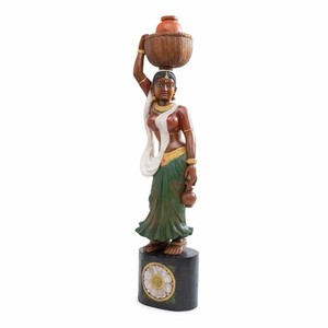 Figura de Dama Bailarina Hecha a Mano en Madera de Teca |   Esculturas de Madera al por Mayor de la India - Product Image 4