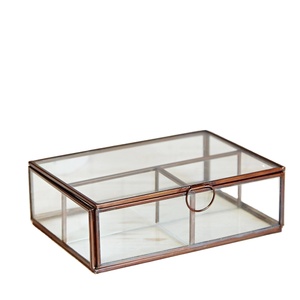 Wholesale Transparent Luxury Hot Brass & Glass Jewelry Box with Elegant Design Durable Clear Glass Engagement Box