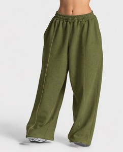 Custom Grey <b>Womens</b> Wide Leg <b>Fleece</b> <b>Trousers</b> Elastic High Waist Casual Lounge Pants Wholesale Relaxed Streetwear USA <b>UK</b> Europe - Product Image 2