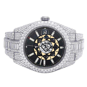 Reloj de Lujo Unisex con Caja Redonda de Acero Inoxidable, Cristal de Cuarzo, Esfera Analógica de Cristal, Resistente al Agua, con Diamantes de Laboratorio - Product Image 2