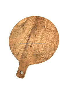 Tabla de cortar de alta calidad de madera de acacia natural redonda grande con asa para preparación de alimentos a precio asequible - Product Image 5