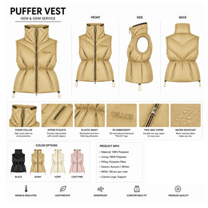 OEM Custom Logo Bubble Zipper Sleeveless Short Vest <b>Jacket</b> Waterproof Outer Wear Custom Winer <b>Puffer</b> Women - Product Image 5