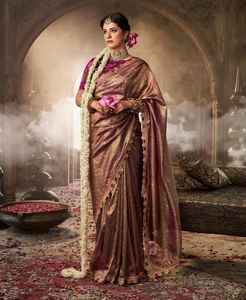 Sari en soie élégant avec une belle dentelle multicolore et une blouse de créateur lourde, de la mode ethnique indienne et pakistanaise - Product Image 2