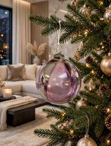 Ornement de Noël en verre violet transparent, boule faite à la main, décoration intérieure - Product Image 1