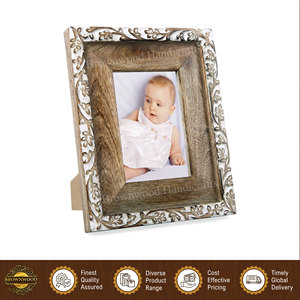 Factory Price Elegant Design Burnt White Antique Wall <b>Mount</b> Home Decoration Use Solid Mango Wood Photo <b>Frame</b> from India - Product Image 2