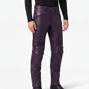 Pantalon de moto en cuir sur mesure pour homme, 100% cuir, poches latérales zippées, coupe slim, pantalon de course en cuir pour motard - Product Image 6
