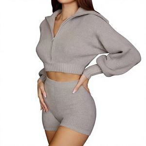 MOJO Womens <b>Crop</b> <b>Top</b> Shorts Set Elastic Waist High Waist Shorts Vintage Casual Summer Two-Piece Outfit Spandex/Polyester - Product Image 6