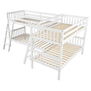Letto a Castello a Forma di L Grigio per Bambini con Scala - Modello Precedente LP000020AAK - Product Image 3