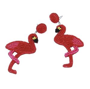 Nouveautés Boucles d'oreilles clous unisexe en perles de verre faites à la main, style lettres, couleurs Heron Rouge, Noir, Rose, pour mariage et soirées - Product Image 1