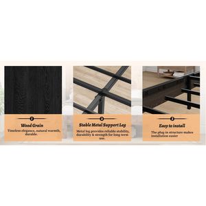 Struttura letto king size con testiera, piattaforma in legno silenziosa, facile da montare con attrezzi, non richiede rete a molle, ampio spazio contenitore - Product Image 3