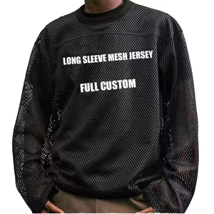 T-shirt en jersey maille pour homme, manches courtes, coupe oversize, respirant, style streetwear, impression personnalisée intégrale, couleur unie noire, col rond tricoté - Product Image 3