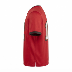 Maillot de football américain rouge à col en V pour homme, manches courtes, numéro 12 imprimé, en polyester respirant, coupe classique - Product Image 3