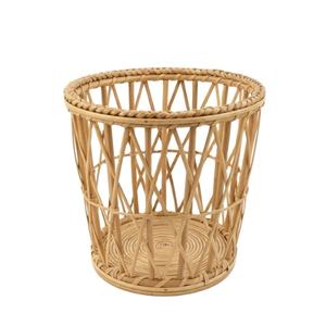 Panier à déchets en rotin naturel fait main, corbeille à papier en osier, décoration bohème pour la maison, couvercle de pot de fleurs, bac de rangement rond, usine OEM - Product Image 1