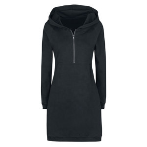 Robe Sweatshirt à Capuche Extensible Couleur Personnalisée Manches Longues Moulante Mini Robe Hiver 100% Coton Polaire Haute Qualité Quotidienne - Product Image 1