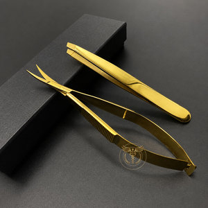 Ensemble professionnel de pinces à sourcils et ciseaux à ressort en acier inoxydable, outil de beauté et de toilettage, logo personnalisé OEM - Product Image 1