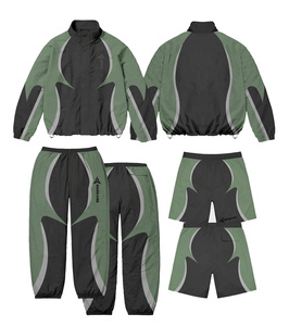 Daizen Star Hooded Fleece Tracksuit Set Breathable Purple Black Color Blocking Full Sleeve Zipper Closure Sporty Style Unisex - Product Image 4