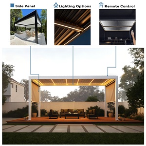 Pergola motorisée contemporaine en aluminium avec stores à fermeture éclair, protection contre le vent, écran de balcon - Pergola électrique de qualité commerciale - Product Image 5