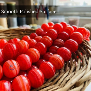 Cuentas Sueltas de Rondelle Rojas con Banda Decorativa de Primera Calidad, 8 Pulgadas |   Cristal de Vidrio Brillante para Pulseras, Collares y Manualidades - Product Image 3