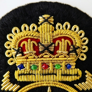 Custom Goldwork Embroidered Crown & Star Patch Sew-On Uniform Badge Luxury Bullion <b>Wire</b> Applique for Garments and Apparel - Product Image 3
