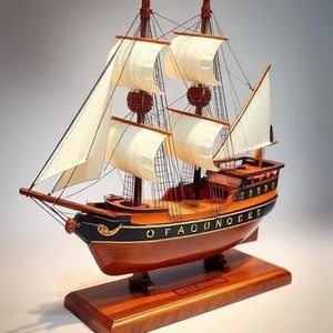 Barco Náutico de Madera, Navegador Costero Coleccionable para Decoraciones con Temática Oceánica, Exhibiciones de Interiores Marinos y Atractivo Náutico - Product Image 1