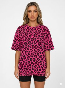 Camiseta Informal Cómoda para Mujer, Talla Grande, Estampado de Camuflaje, Corte Holgado, Manga Media, Cuello Redondo, Hombros Caídos - Product Image 4