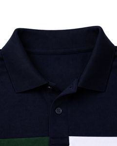 Camiseta Polo Personalizada Azul Marino y Verde para Hombre, Manga Corta, Informal, Deportiva, para Golf, Transpirable, Diseño de Bloques de Color para Verano - Product Image 4