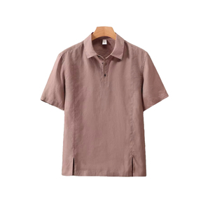 <b>Mens</b> Vintage for <b>Shirts</b> Italian Style Solid Dyed 220G Short Sleeve Chest Pocket Linen <b>Party</b> Holiday Wear Business Casual - Product Image 3