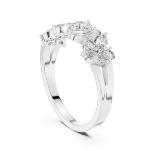 Bague d'éternité en diamant de laboratoire taille marquise et ronde de 0,696 carats, en or 14K 18K, certifiée IGI, alliance de mariage, bijoux de mariée pour femme, cadeau de luxe - Product Image 2