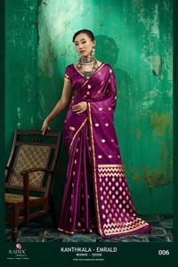 Magnifique sari indien en soie douce tissé à la main avec des broderies Zari, avec des pièces de chemisier, vêtement traditionnel, sari entièrement cousu - Product Image 2