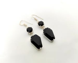 Handmade 925 silver plated Bohemian Women's Wedding Drop <b>Earrings</b> Brass with Coffin <b>Black</b> Onyx <b>Dangle</b> Classic Style Jewelry - Product Image 1