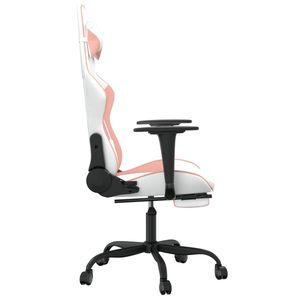Silla de Juego Ajustable de Cuero Sintético Blanco y Rosa, Cómoda y Elegante para Gamers - Product Image 4