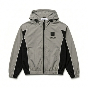 Unisex Lightweight Polyester/Nylon <b>Zip</b> Jacket Elastic Waist <b>Shorts</b> Set Waterproof Hooded Custom Logo Heat-Transfer Sportswear - Product Image 2