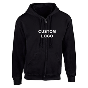 Sweat-shirt à capuche zippé noir pour homme avec logo personnalisé, en molleton de coton, décontracté, pour l'automne, imprimé sur le devant, coupe classique, sweats à capuche et sweat-shirts - Product Image 1