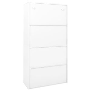 Armoire de bureau en acier blanc avec compartiments coulissants 35,4x15,7x70,9 pouces, armoires à dossiers - Product Image 6