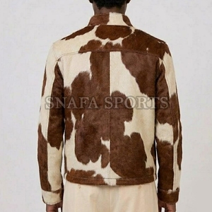 Authentic Western Style Cowhide Leather Windbreaker Jacket Hair on Leather Jackets 2026 Trendy Cowhide Leather Jackets - Product Image 2