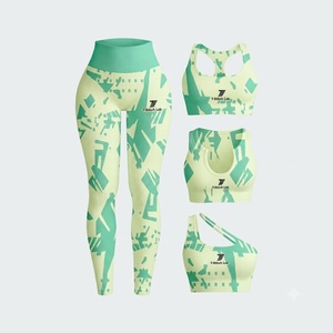 Conjunto de Yoga de 2 Piezas: Leggings de Cintura Alta con Textura Acanalada y Sujetador Deportivo Racerback con Bloques de Color, Ropa Deportiva sin Costuras - Product Image 4