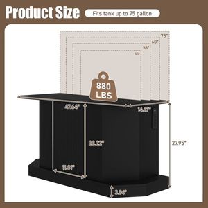 Mobiletto Moderno per Acquario Resistente da 55/75 Galloni con Presa di Corrente (4 AC, 2 USB) e Accessori per un Comodo Stoccaggio - Product Image 6